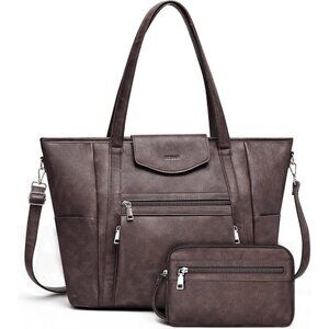 Laptop Dark Coffee Bag Women Designer Leather 16in Backpack Tote Satchel Purse